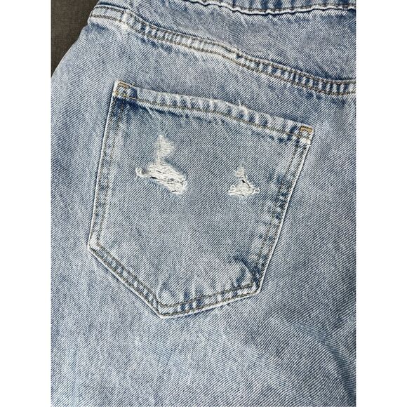 Zara High Rise Mom Jeans Women 12 Light Wash Thrashed Hem Distressed Y2K Grunge - Picture 10 of 13